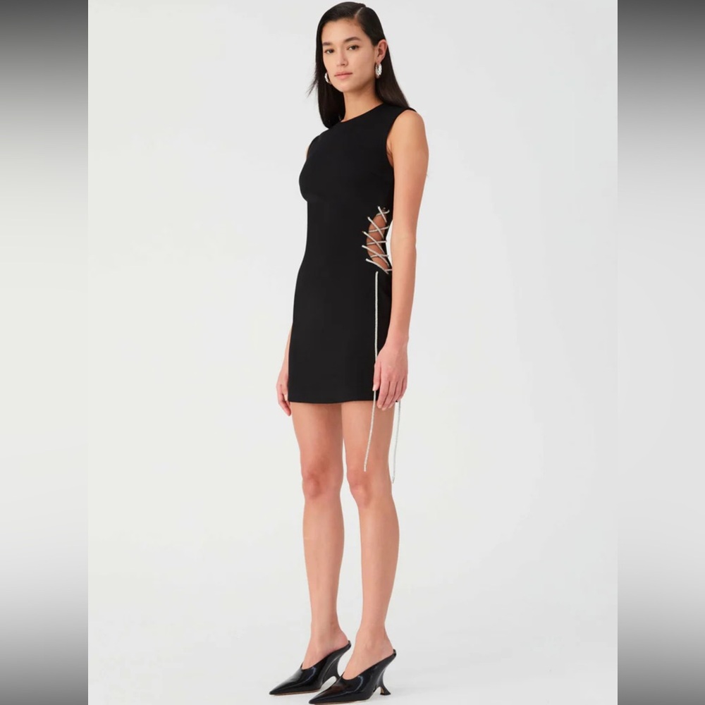 Misha Black Crepe Mini Dress. Large. Like new.